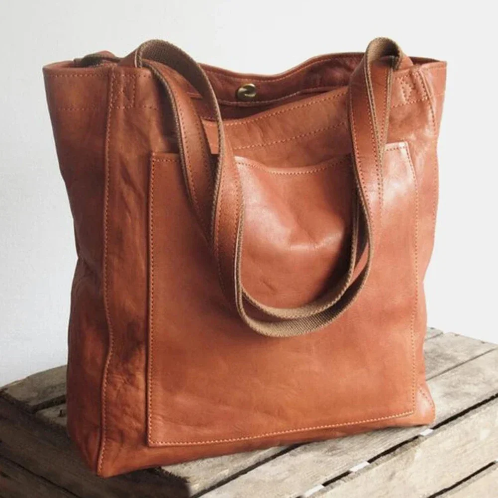 

Bag Large Handbags Handles Ladies Shipping Leather Color Bag Tote PU Women Vintage Soft Shoulder Solid Casual Free Gril Business