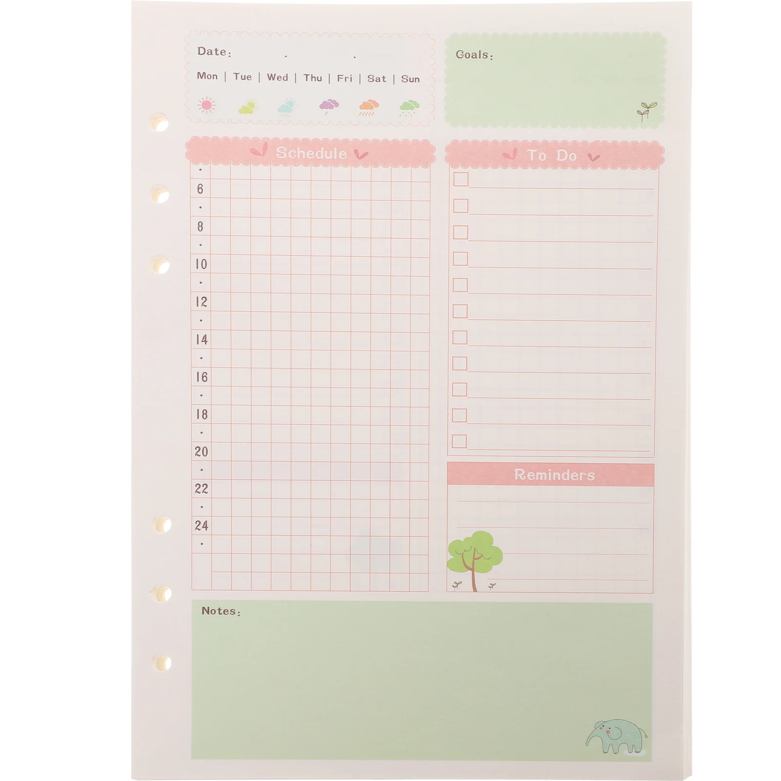

A5 Daily Planner To Do List Notepad Refill Inserts Filler Paper Pages 6- Hole Day Planner for Loose Leaf Binder Notebook Diary