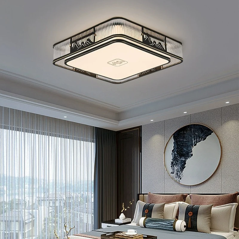 

AiPaiTe New Chinese full copper ceiling lamp bedroom lamp modern simple LED rectangle / round study lamp living room lamp