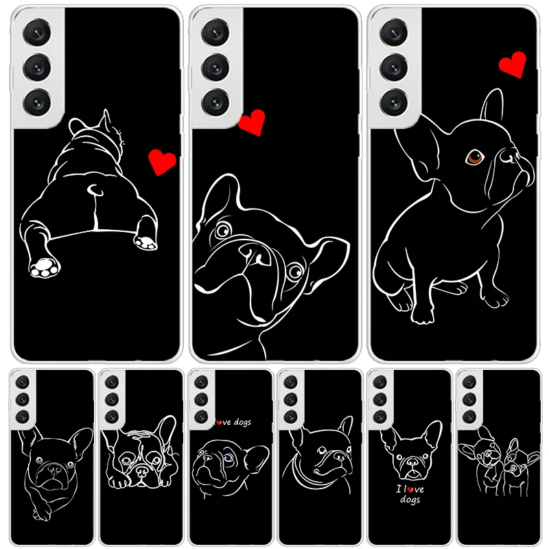 French Bulldog Black White Phone Case For Samsung Galaxy S24 S23 S22 S21 FE S20 Ultra S10 Plus S10E S9 S8 + Art Customized Coque