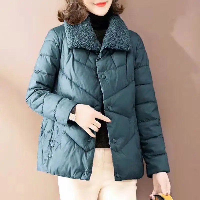 Cotton coat, parka's  fashionable lamb wool, middle-aged cotton coat, women's short coat, loose cotton jacket, 2022 winter