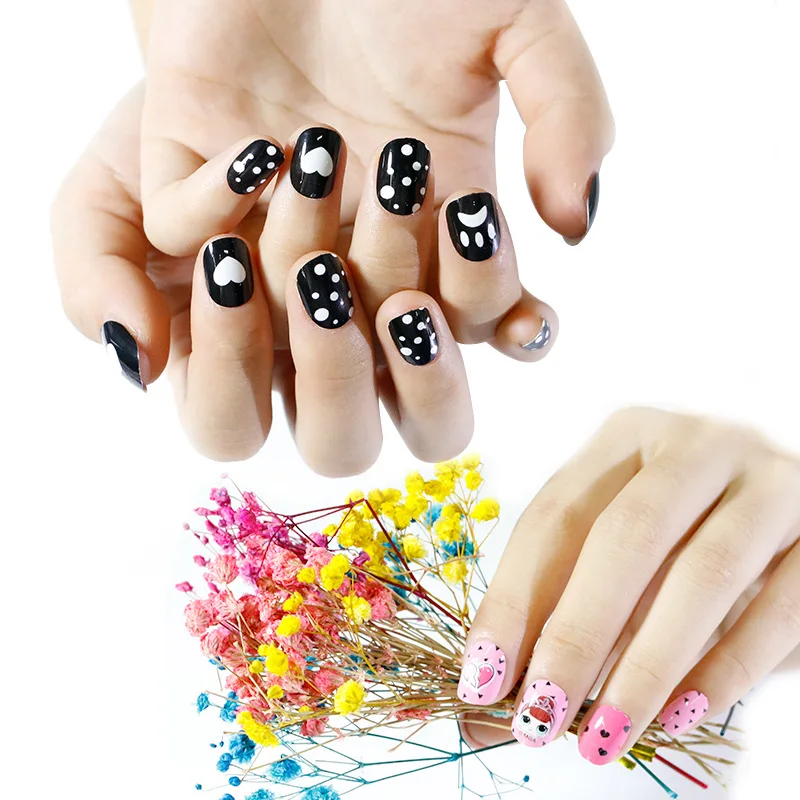 

New False Nails Children's 24Pcs Cartoon Lovely Fake Nails Detachable