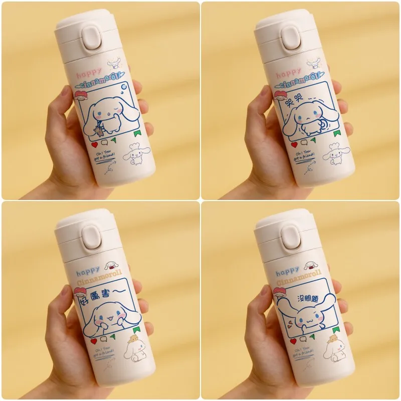 

Sanrio Kawaii аниме Cinnamoroll детская Термокружка для молока мультяшная нержавеющая сталь вакуумный холодный напиток похлопывающая чашка милая девушка чашка для воды