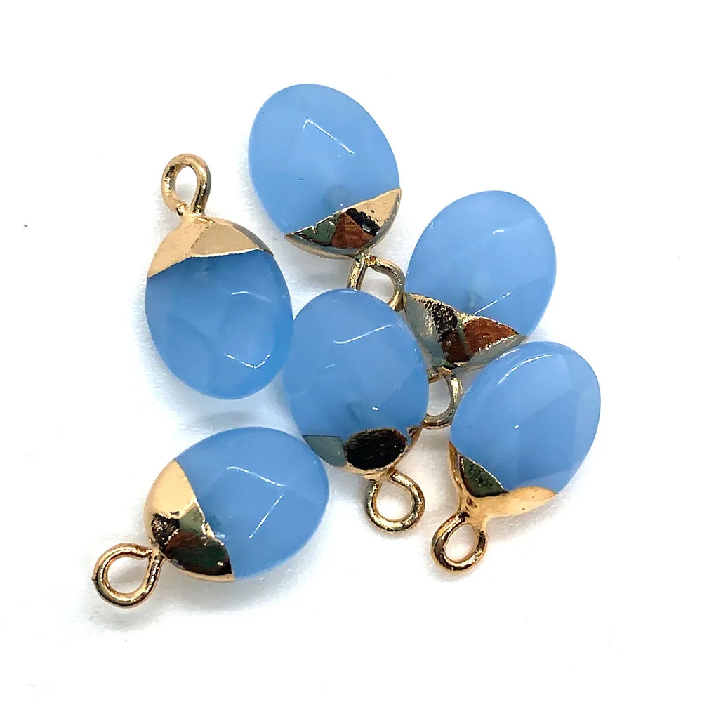 1 шт. очаровательный Аквамариновый натуральный камень кулон ожерелье с Speckled 8x14 мм