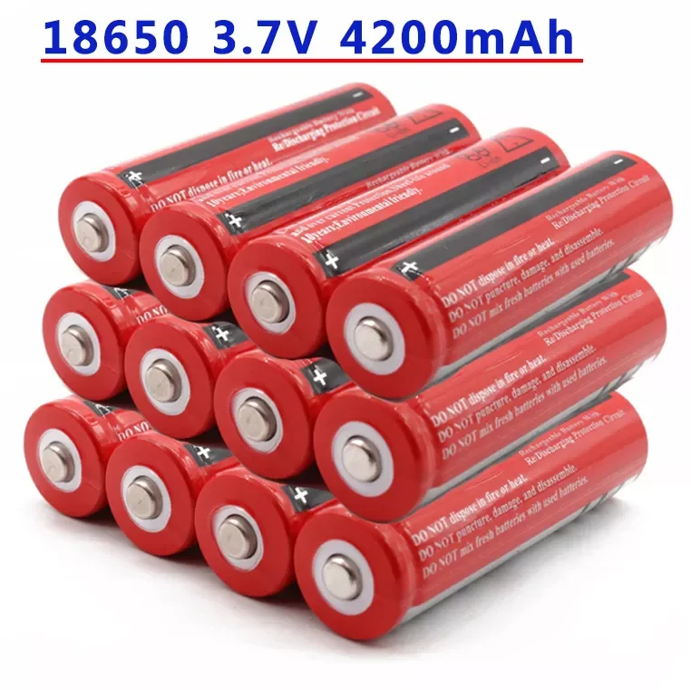 

NEW2023 100% new original 18650 Rechargable Battery 18650 4200 mAh 3.7 V Battery for LED Lantern torch+USB Charger