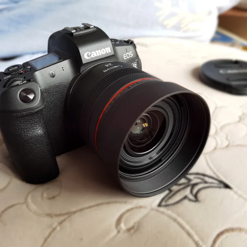 Алюминиевая бленда для Canon RF 24mm F1.8 Macro — STM EOS R6 R5 RP R, реверсивный козырек объектива, с бесплатной крышкой объектива, замена EW-65B (art.: 3920cef769029) - 3920cef769029