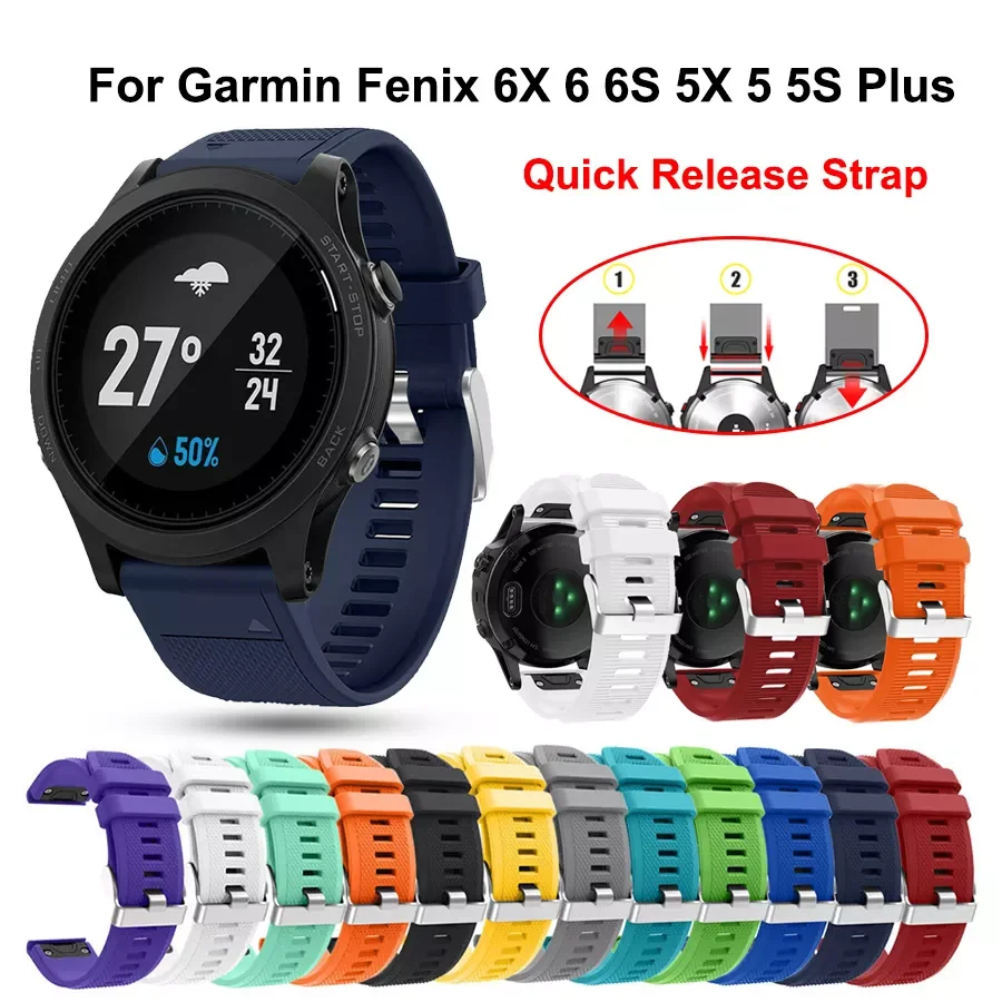

Soft Silicone Strap for Garmin Fenix 5 6 5S 6S 5X 6X Pro Smart Watch Band 20 22 26MM Watchband Replacement For Garmin Fenix3 3HR