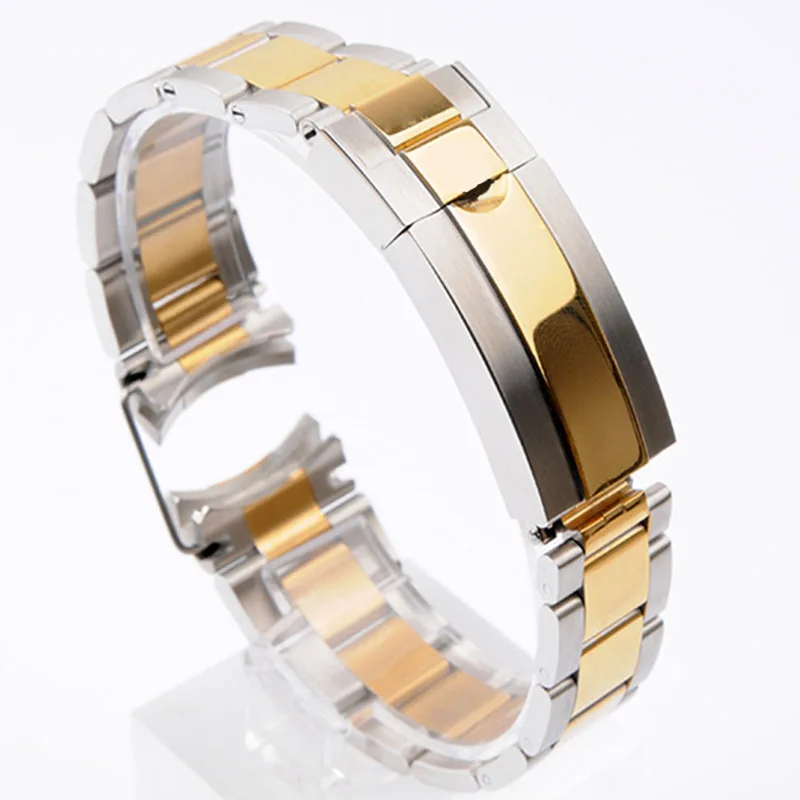 Curved End Metal Watch Band for Rolex Submariner Black Green Water Ghost Luxury Solid Steel Wrist Bracelet Accessories 20mm 21mm