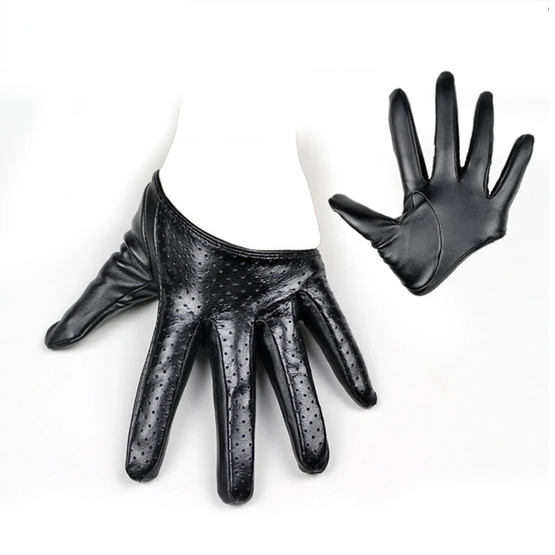 

New Design Sexy Leather Gloves For Women Half Palm PU Leather Gloves Dancing Party Show Gloves Black Mittens