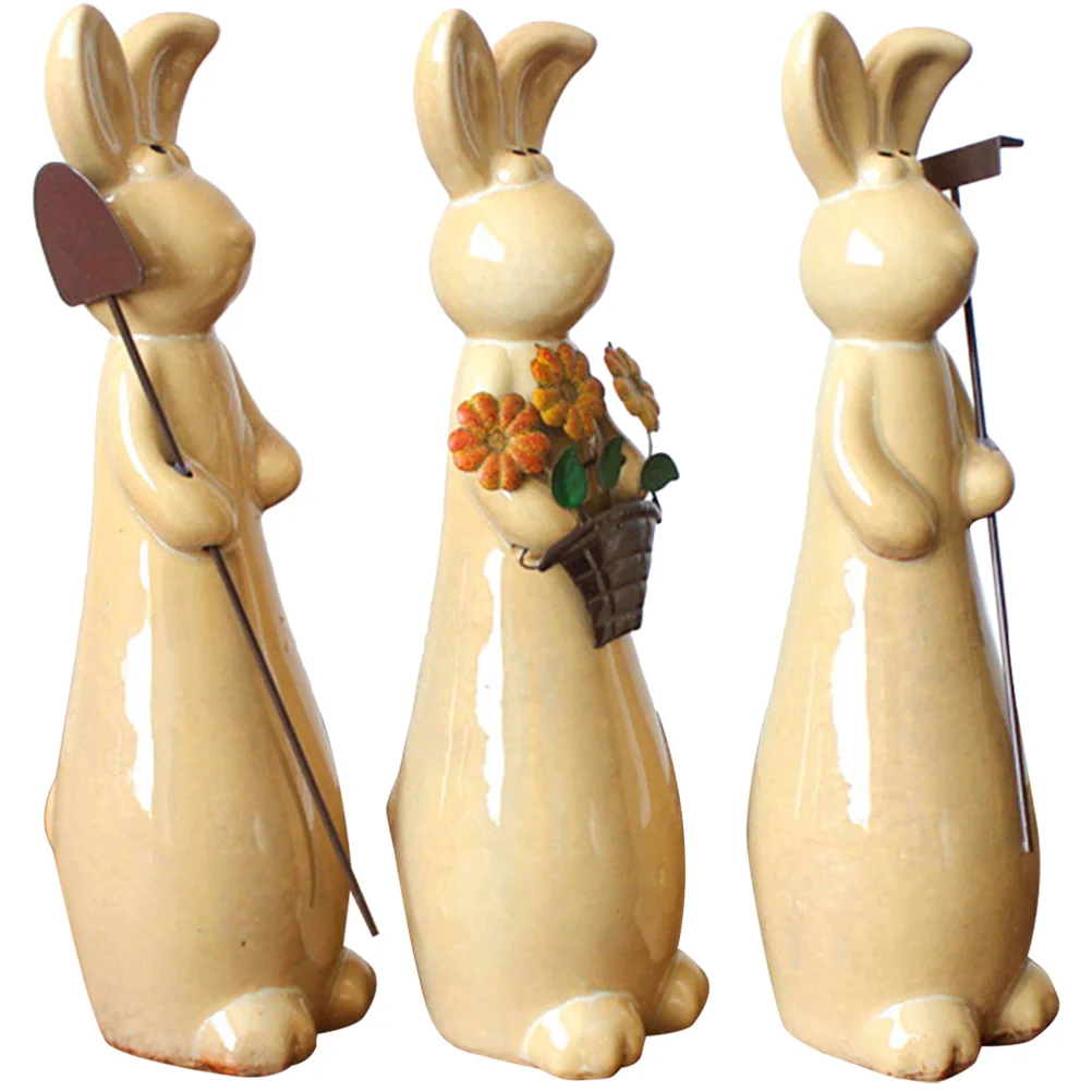 

3 Pcs Bunny Toys Animal Decor Rabbit Figurine Home Desktop Toys Bunny Ornament Children's Room Rabbit Statue