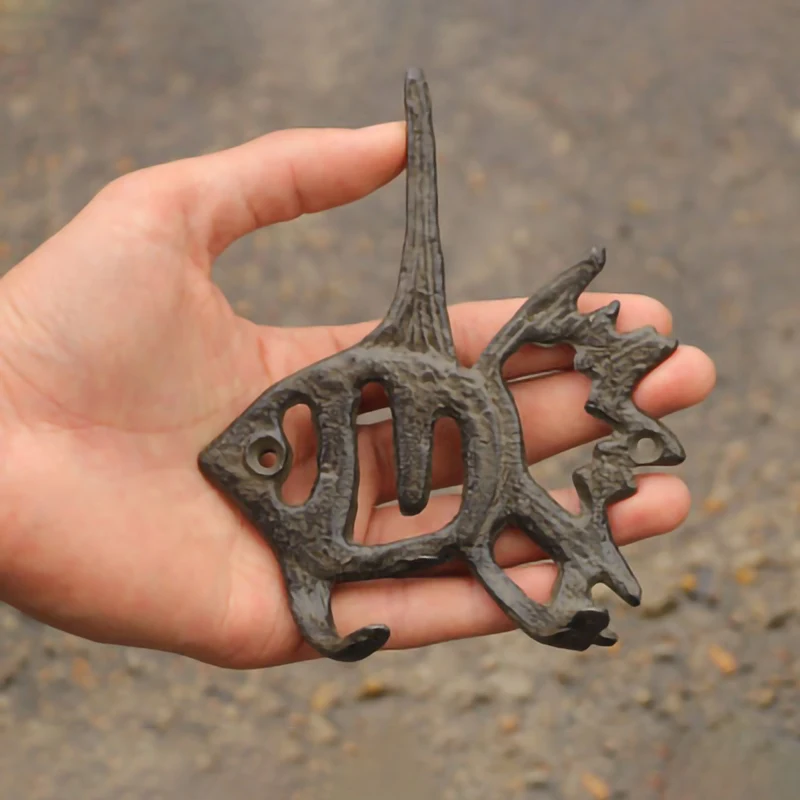 

Cool ! Cast Iron hanging Hook Marinefish Rack Towel Hanger Hat, Key, Coats organizer Holder Wall Mounted for Livingroom Mushroom