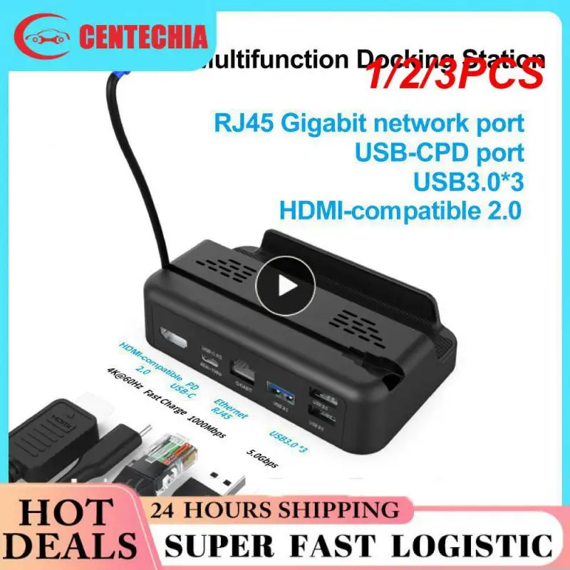 

1/2/3PCS In 1 Dock Station TV Base Stand Hub Holder USB C with RJ45 Port 4K HDMI-compatible for Steam Deck/Switch/Switch OLED