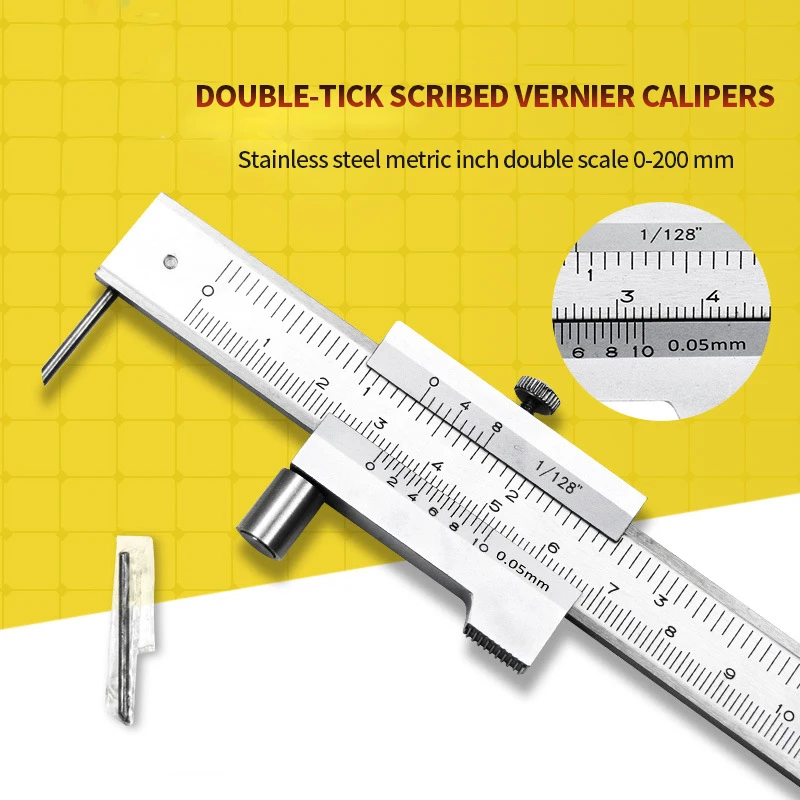 

0-200mm Marking Vernier Caliper Scriber Gauging Ruler Measuring Ruler Instrument Tool DIY Woodworking Metalworking Tools