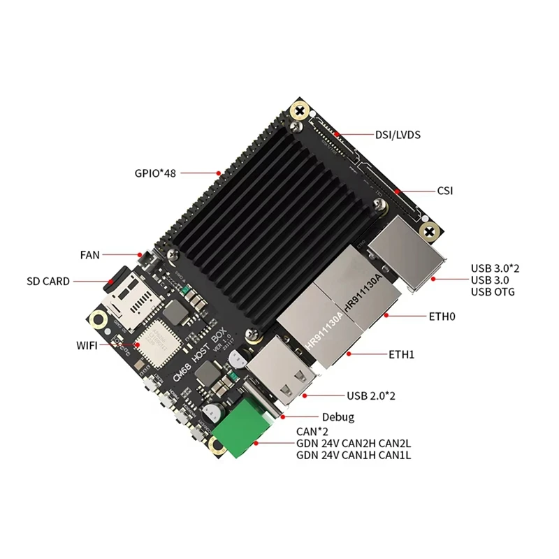 Хост-бокс CM68 и основная плата совместимый выход 2X1000 м Ethernet 5XUSB-порт Cortex-A55 Canbus для
