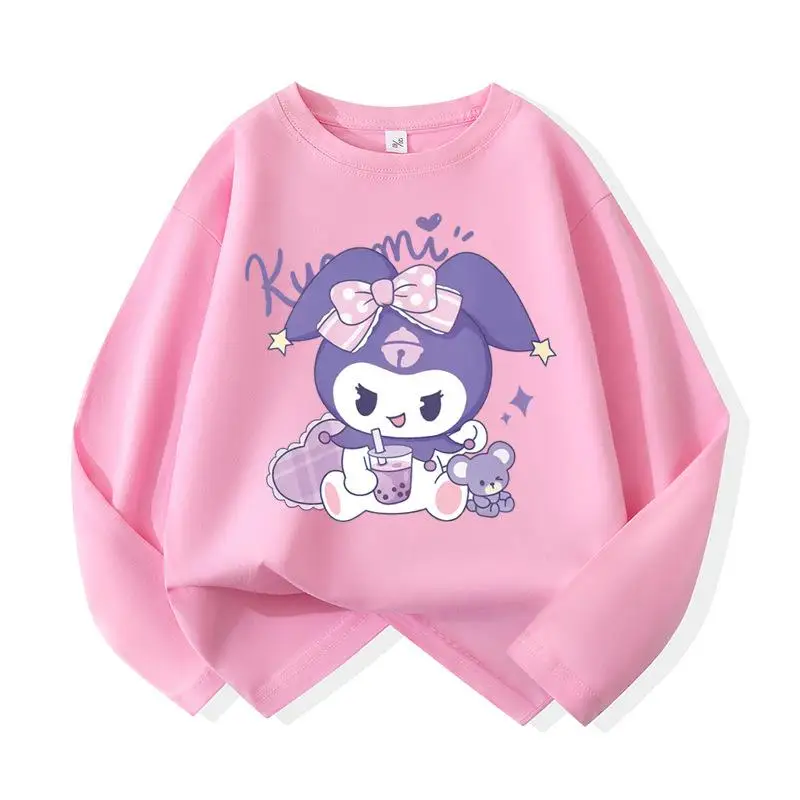 Новинка Милая футболка Sanrio Kuromi My Melody Hello Kitty с длинным рукавом стильный детский