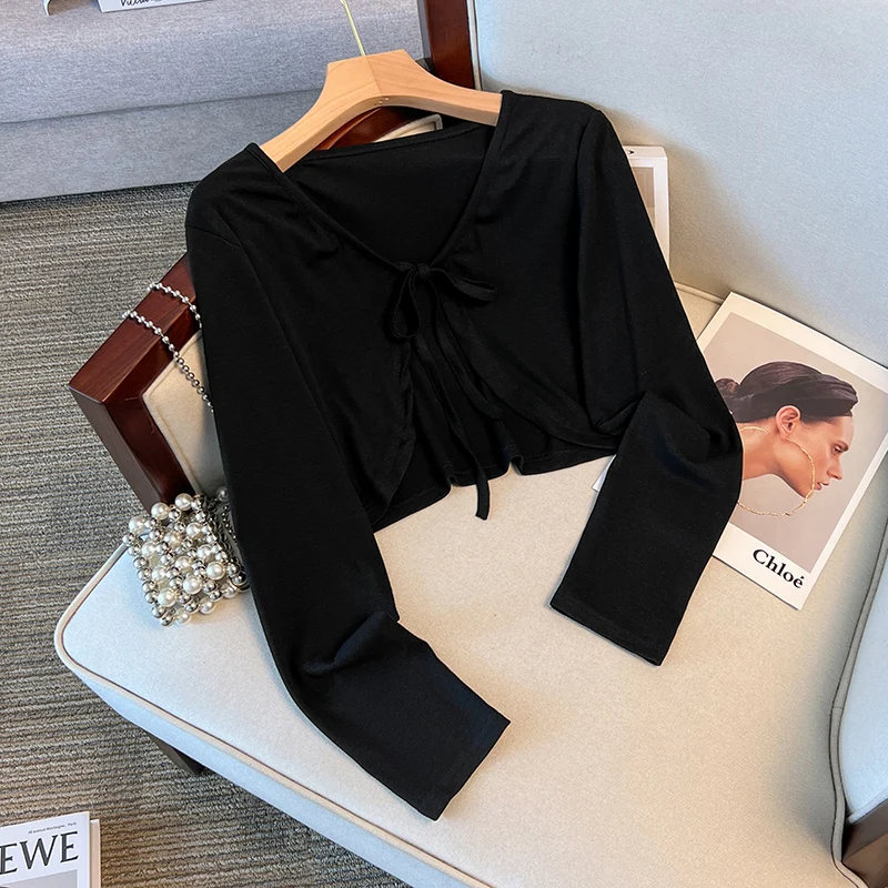 Летний комплект из двух предметов для женщин солнцезащитные кофты и черные белые