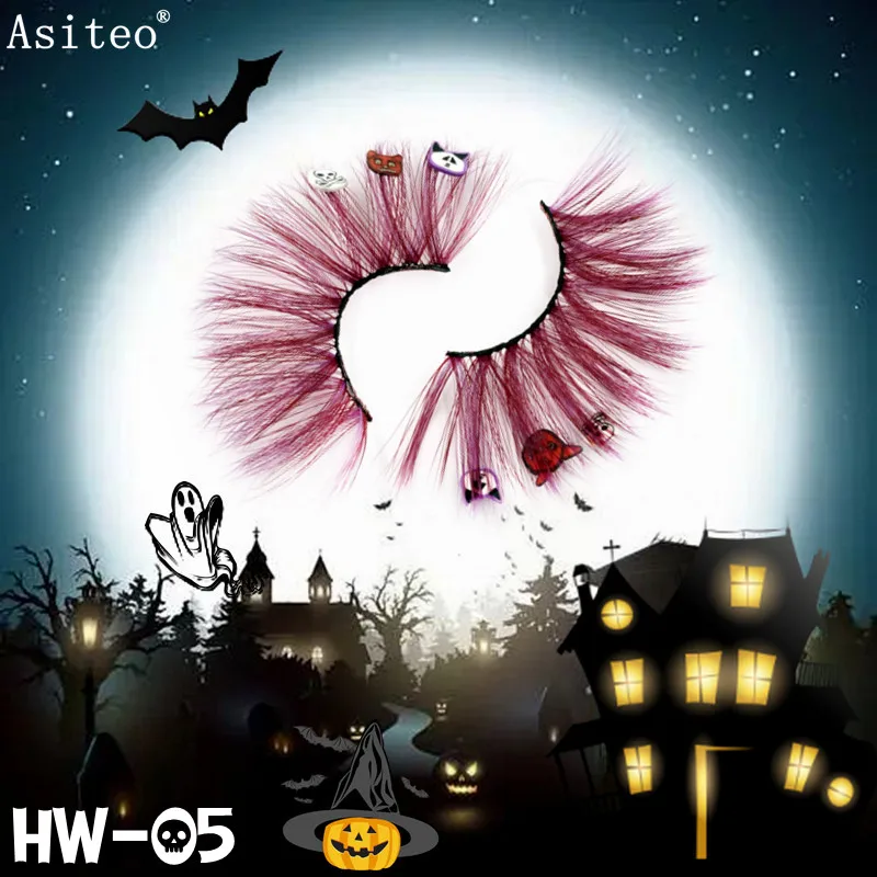 

Asiteo NEW 1 Pair Halloween Lashes For Especially Exaggerated DIY Party Handmade Soft Wispy Color Cosplay Fluffy Eyelashes