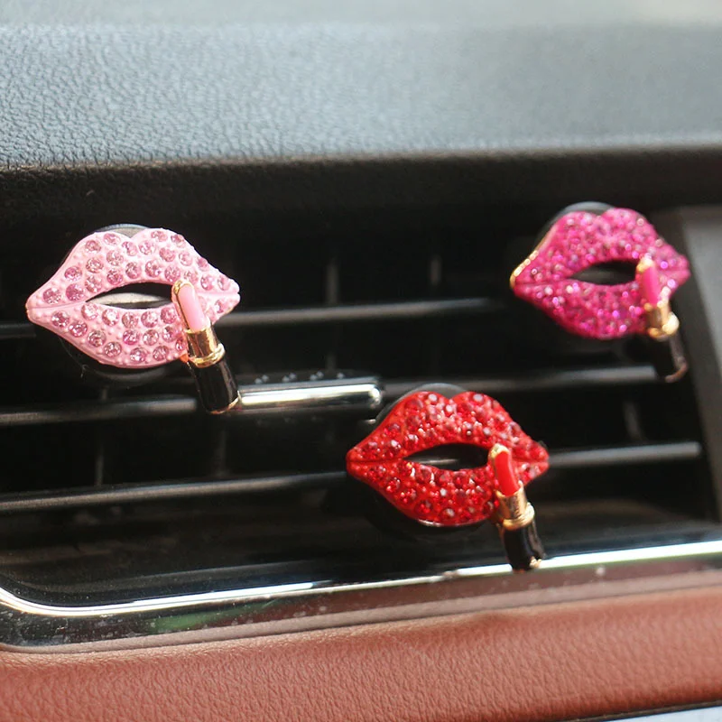 

New Air Outlet Aromatherapy Clip Car Perfume Clip Diamond Red Lips Clips Perfume Air Freshener Air Conditioning Clip Accessories