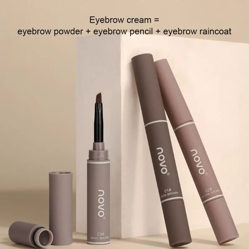 

No Smudge Eyebrow Pen Eyebrow Cream Natural Eyebrow Waterproof Eyebrow Pencil Double Head Eyebrow Tint Cream 3 Colors Cosmetics