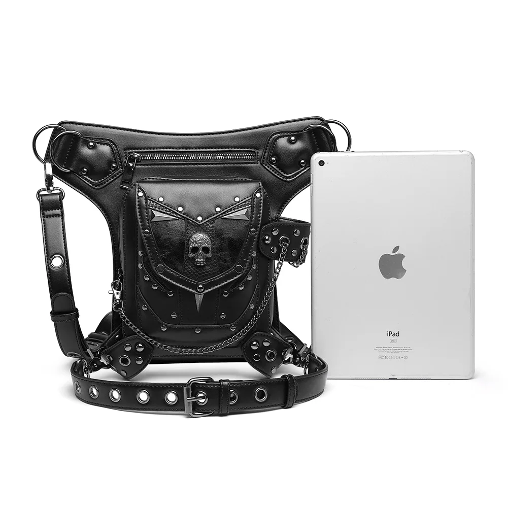 Women Steampunk Waist Leg Bag Men Victorian Leather Crossbody Bag Motorcycle Thigh Hip Belt Pack Skull Messenger Shoulder Bags