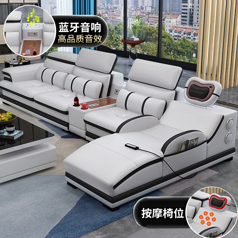 

Top layer leather sofa, new wireless Bluetooth sound, leather sofa, lounge chair, size unit, pine wood combination sofa