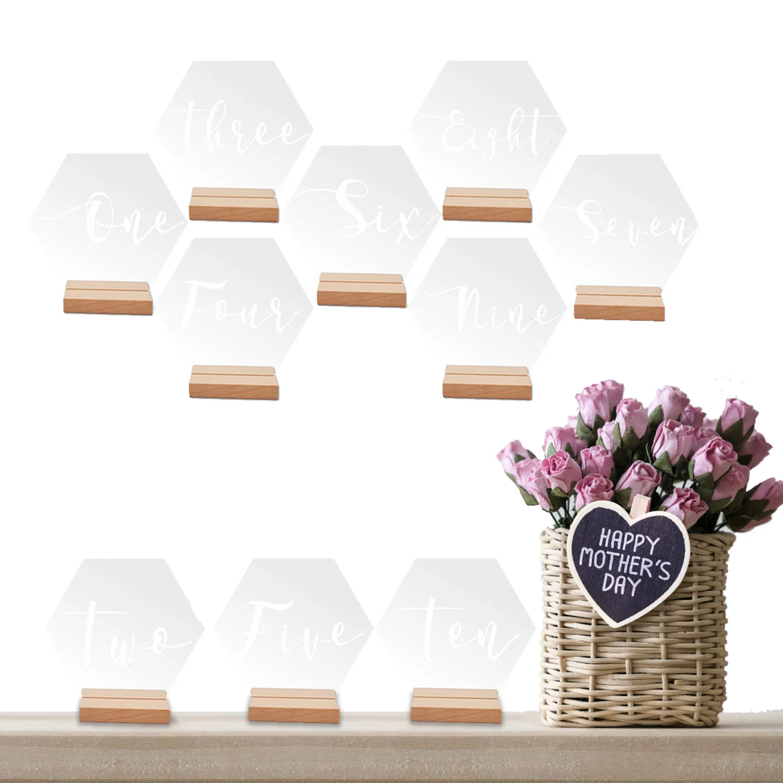 

Acrylic Wedding Table Numbers With Base 10pcs Hexagon Table Numbers For Weddings Events Parties Centerpieces Decor