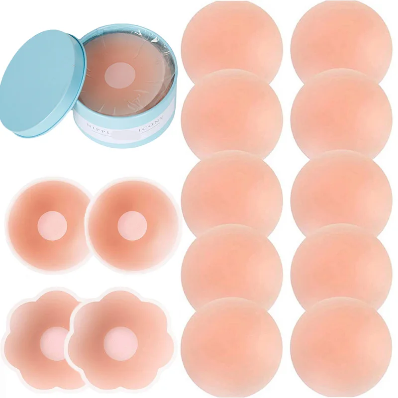 12pcs with Box Silicone Nipple Cover Invisible Bra Pasties Pad Adhesive Reusable Breast Stickers 2022 Summer Woman Lingerie