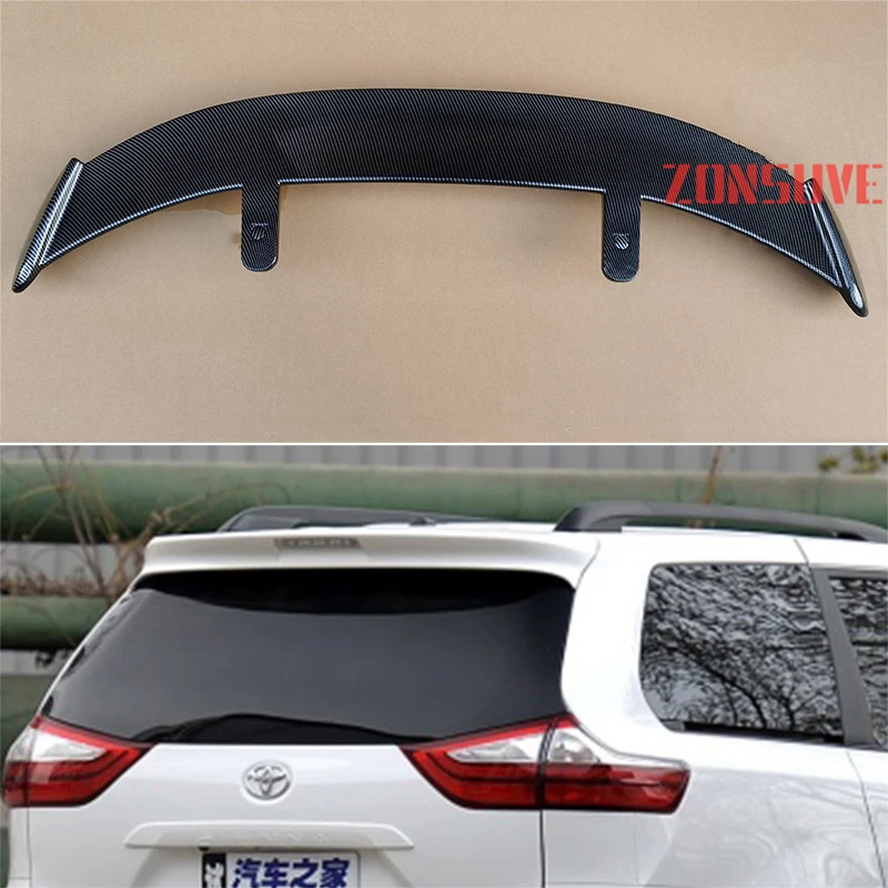 

Use For 2009-2017 Toyota Sienna Spoiler ABS Plastic Carbon Fiber Look Hatchback SUV Roof Rear Wing Body Kit Accessories