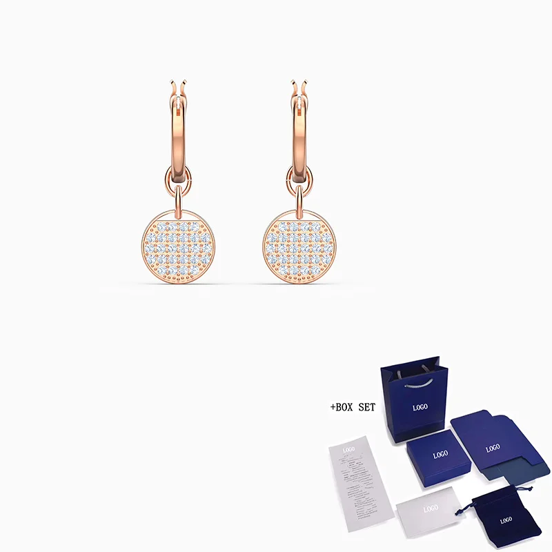 

2020 Fashion SWA New GINGER MINI Pierced Earrings Charming Coin Round Decoration Rose Gold Women'S Romantic Jewelry Gift