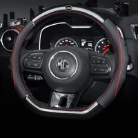 car carbon fiber leather steering wheel covers interior accessories 38cm for mg 3 5 6 zs hs gs ehs ezs gt ev rx5 car styling