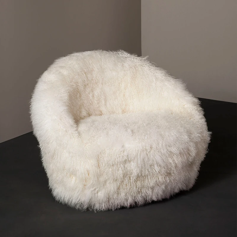 

Nordic net red light luxury Plush chair lazy leisure fabric sofa simple landing single sofa chair