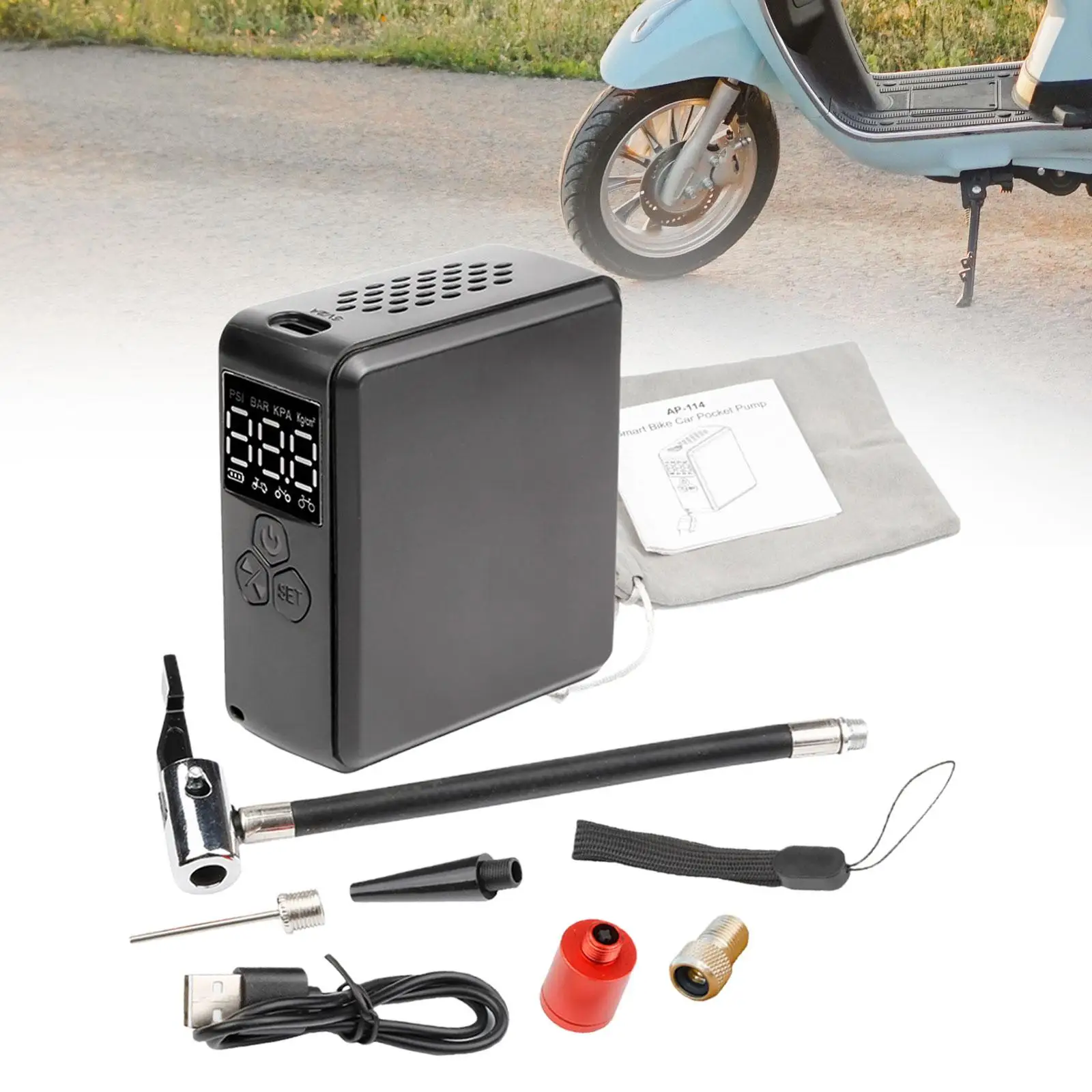 Электрический воздушный насос для велосипеда ручной компрессор занятий спортом