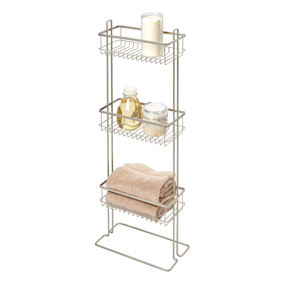 

Everett 3-Tier Shower Shelf Organizer for Shampoo, Conditioner, Soap, Cosmetics, Beauty Products, 12" X 7" X 32", Satin
