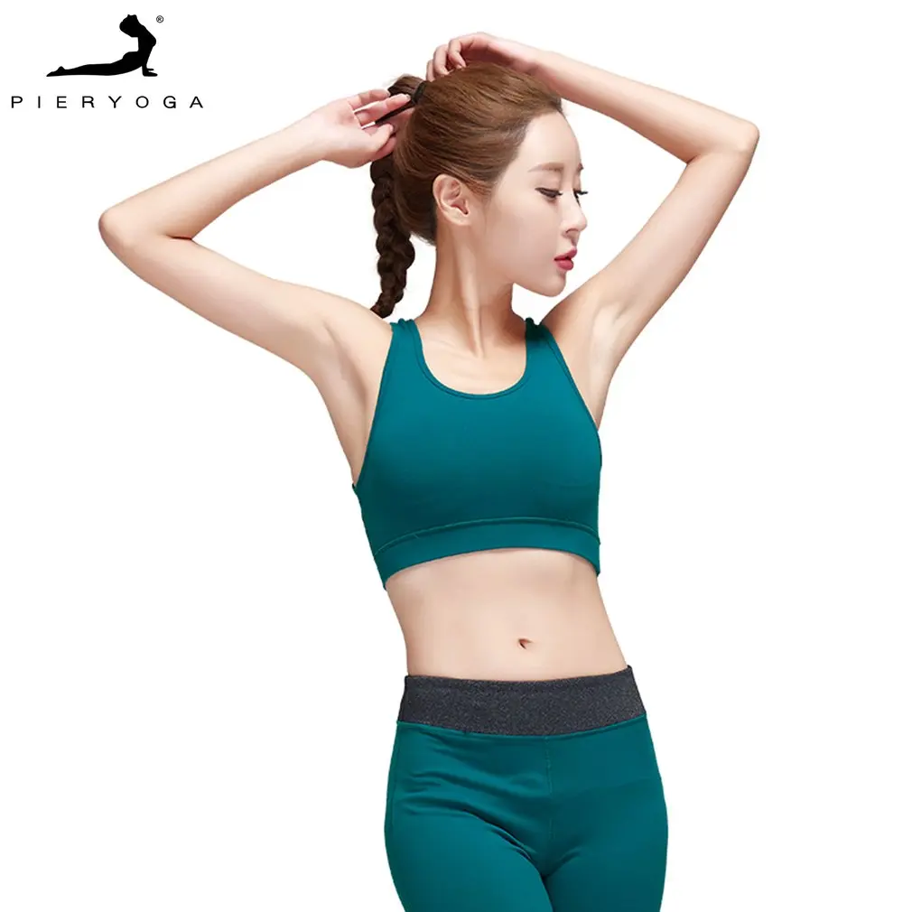 

PIERYOGA Women Yoga Set Sports Bra Long Pants Running Sportswear Elastic Fitness Vest Push Up Bra Breathable Clothing