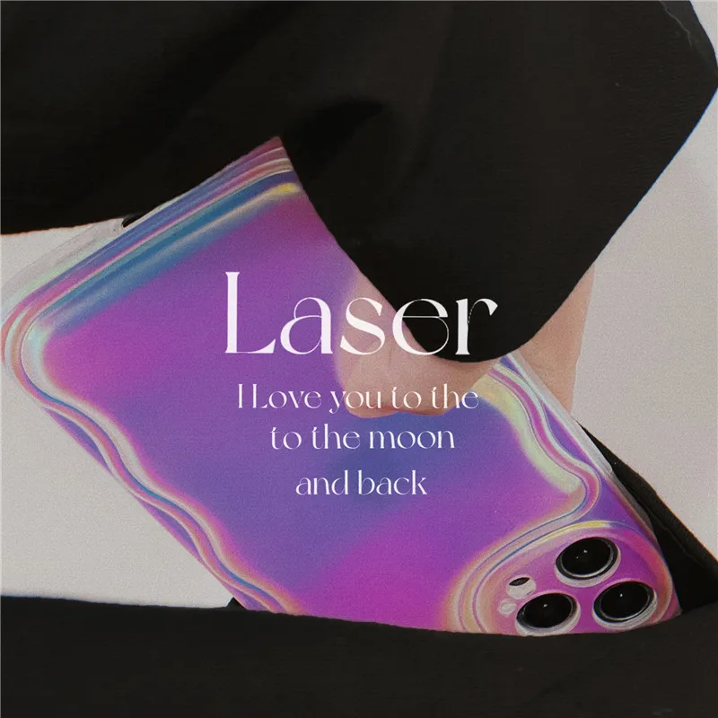 

Роскошный милый чехол для телефона Blu-Ray с лазерной волной в стиле ретро для iPhone 13 11 12 Pro Max Xs Max XR X, милый мягкий чехол с воздушной подушкой