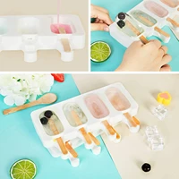 popsicle molds set of 2 ice pop molds silicone 4 cavities ice cream mold oval cake pop mold with 50 wooden sticks for diy