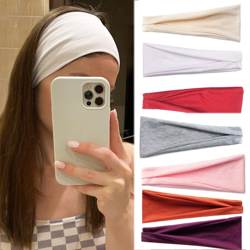 Wide Turban Twist Knitted Cotton Sport Yoga Hairband Twisted Knotted Headwrap Winter Hair Accessories
