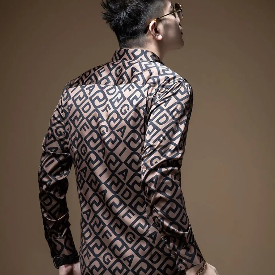 Men age season long sleeve shirt han edition tide handsome light luxury leisure senior shirt cardigan coat