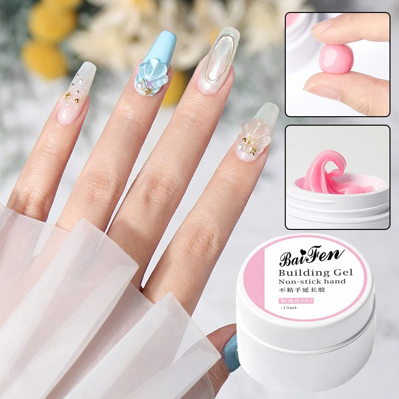 

Nail Extend Gel Nail Carving Flower Solid Nail Polish Non-stick Hand Manicure Shaping Clear White Pink Manicure Extension Gel
