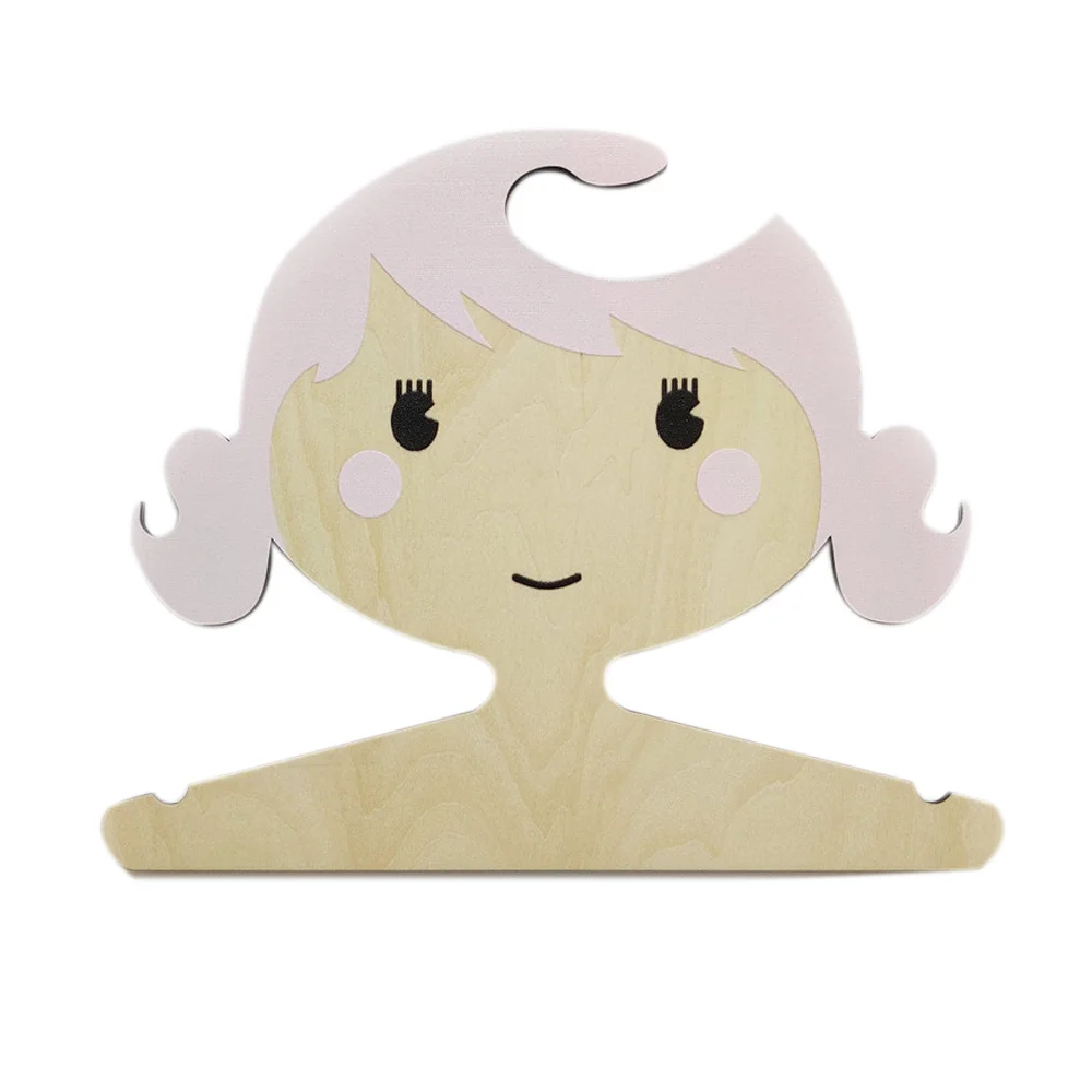 

5Pcs Mori Wooden Girl Shape Hanger Nordic Style Creative Home Children's Room Baby Hanger Clothes Hanger(Lilac)