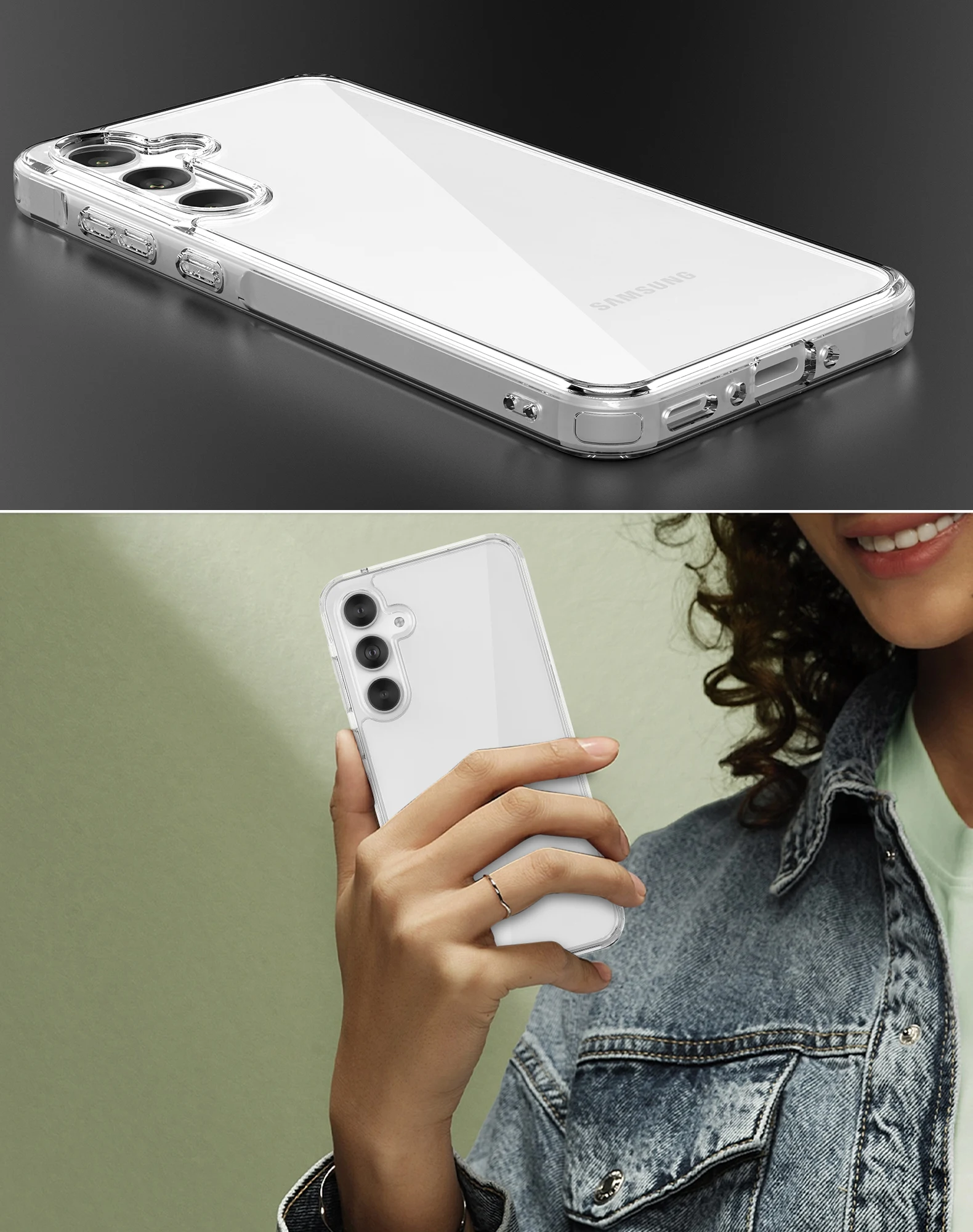 Feitenn для Samsung Galaxy A35 Slim Fit прозрачный чехол жесткая задняя часть и мягкий бампер из