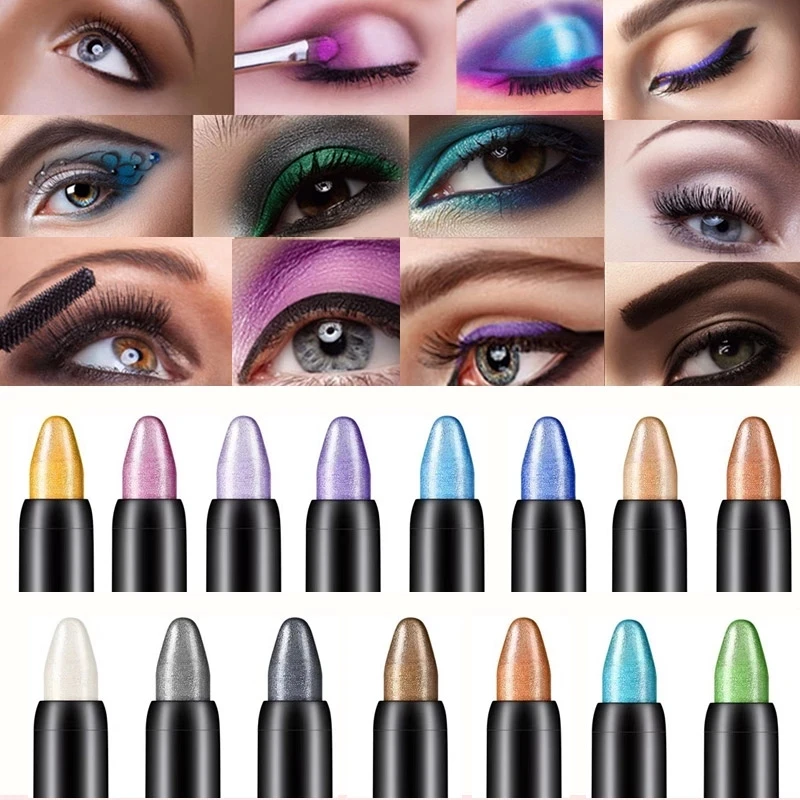 

16Color Highlighter Eyeshadow Pencil Waterproof Glitter Matte Eye Shadow Makeup Pigment Cosmetics White Charming Eyeliner Pen