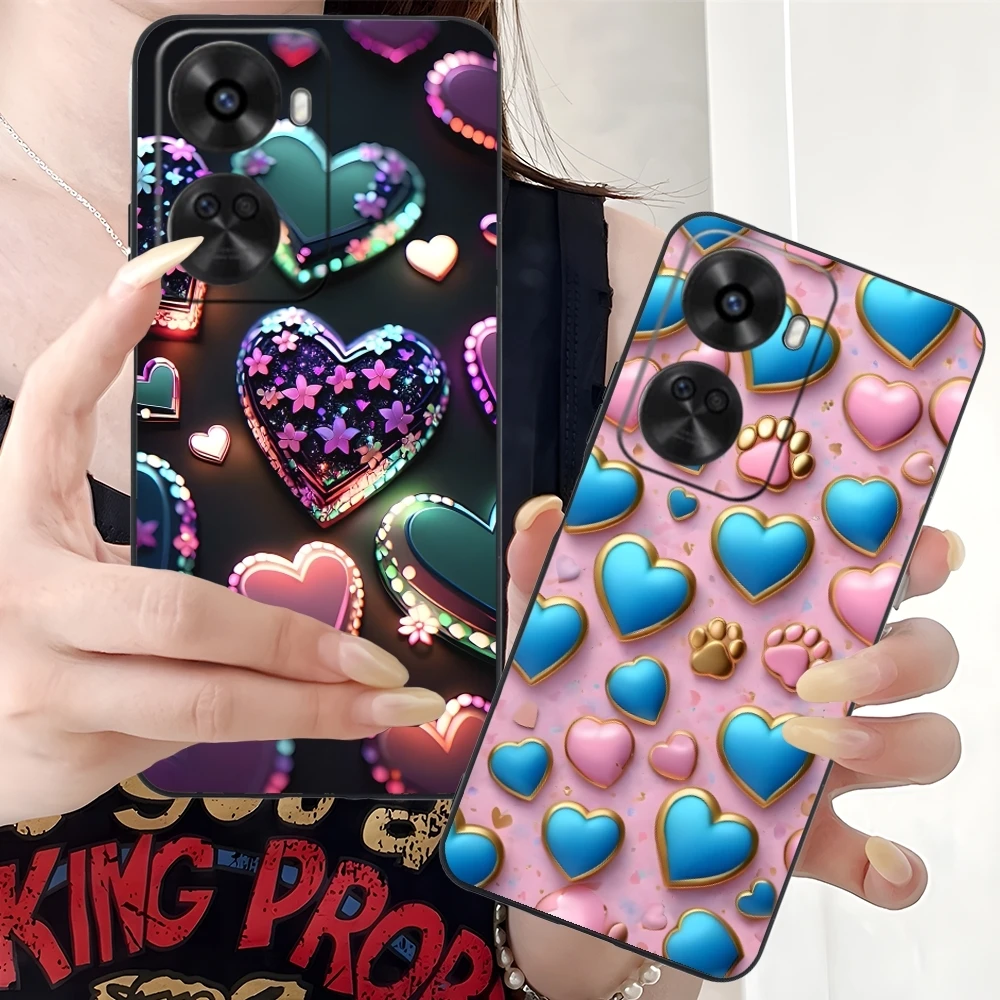 Чехол для мобильного телефона Y2K Glowing Love Hearts Huawei Nova 12 11 10 9 8 7 Pro SE 5G черный мягкий