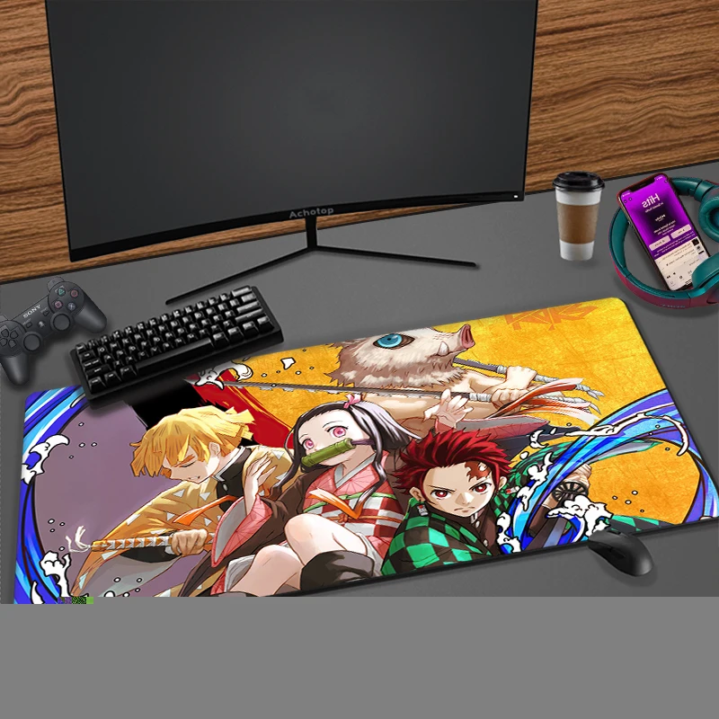 

Demon Slayer cute Customized HD Printing Gaming Mousepad Computer Lock Edge Large Mouse Pad Natural Rubber E-sports Desk Pad