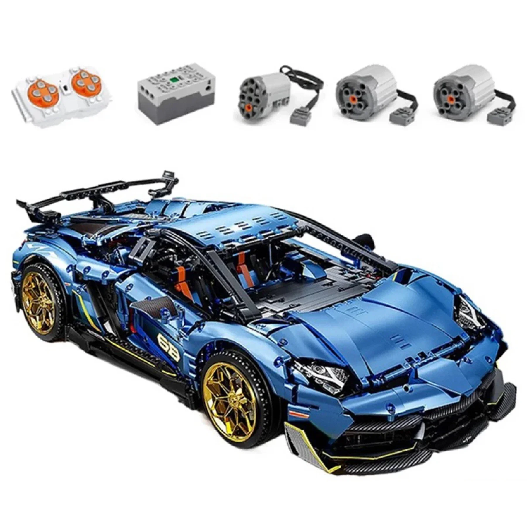 Фото KBOX 10520, новый MOC с дистанционным управлением, Lambo SVJ, супертехническая модель автомобиля, строительные блоки, кирпичи, игрушка-головоломка на день рождения для детей №1