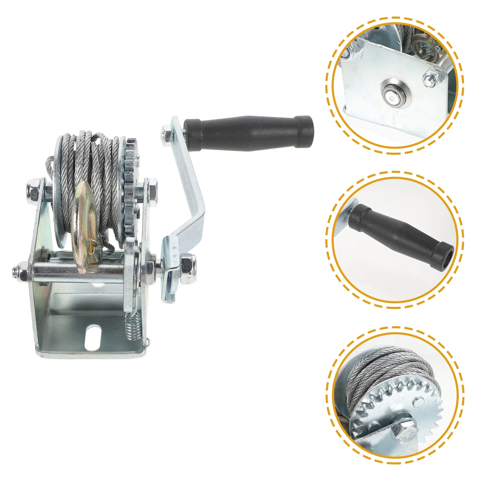 

Hand Winch Trailer Manual Loading Household Ratchet Metal Gear Crank 500 Lb Mini Boat Winches