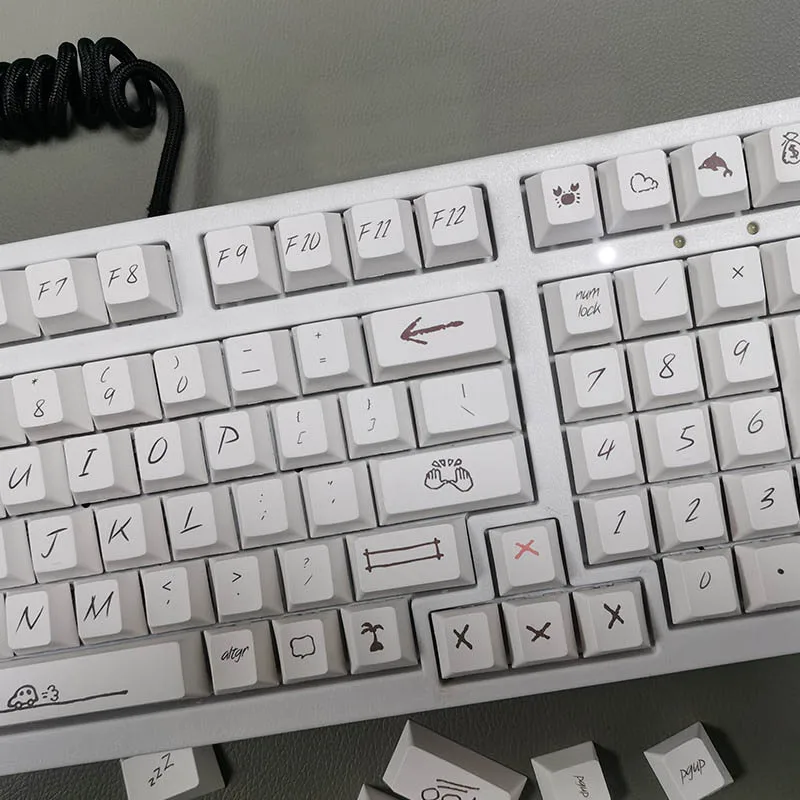 

131 Keys Graffiti Style Keycap For Mx Switch Mechanical Gaming Keyboard Minimalist White Cherry Profile PBT Keycaps DIY Key Caps