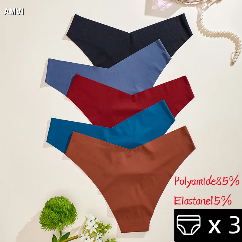 3 шт. женские шелковые Трусики-бикини с заниженной талией