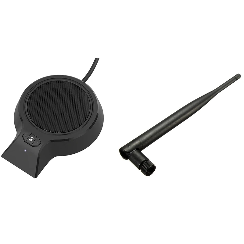 

HTHL-1 Pcs 2.4Ghz 5DBI Antenna Booster & 1 Pcs 360 Degree Pickup Video Voice Call USB Omnidirectional Microphone
