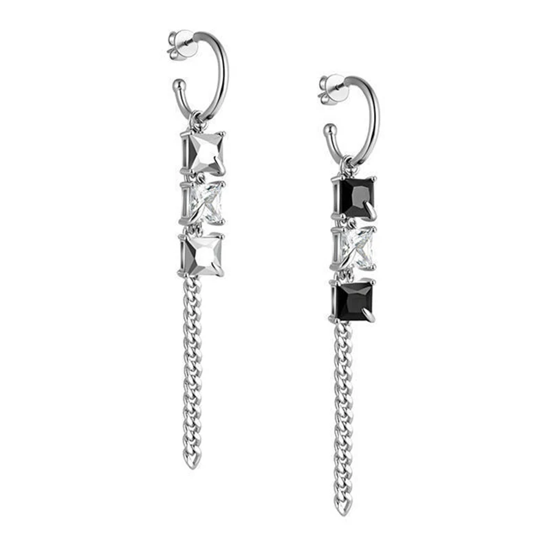 

Fashion Asymmetric Chain Tassel Earrings Female Silver Ins Cold Wind Sweet Cool Design Sense Personalized Fashion Jewelry